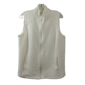 Croft & Barrow White Full Zip Mock Neck Quilted Sleeveless Vest Jacket Sz Medium